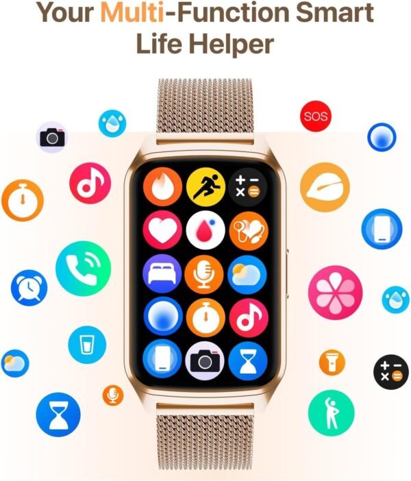 Smart Watch Health Fitness Tracker with 24/7 Heart Rate, Blood Oxygen Sleep Monitor, 110+ Sports Modes, Step Calorie Counter Pedometer IP68 Waterproof (Gold, 1.57) - Image 8