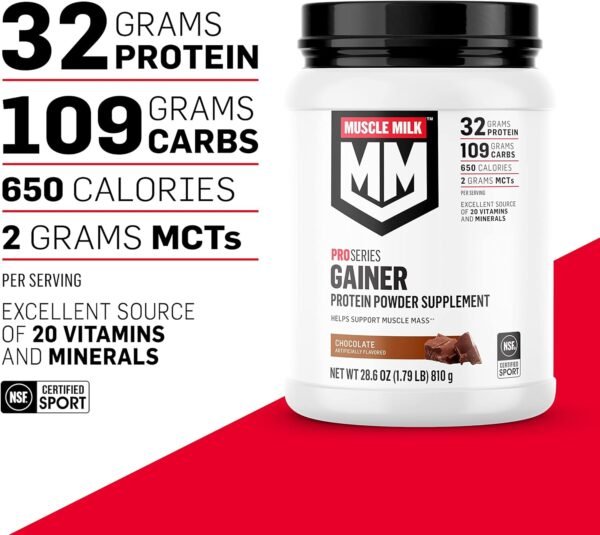 Muscle Milk Gainer Protein Powder, Vanilla Creme, 32g Protein, 5 Pound - Image 3