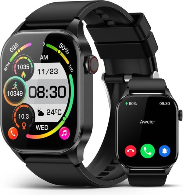 Smart Watch, Infrared True Blood Oxygen Monitor, 2.04-inch AMOLED Display, Heart Rate Sleep Blood Pressure, 136+ Sports Modes, IP68 Waterproof Fitness Tracker, Compatible with Android and iOS - Image 2