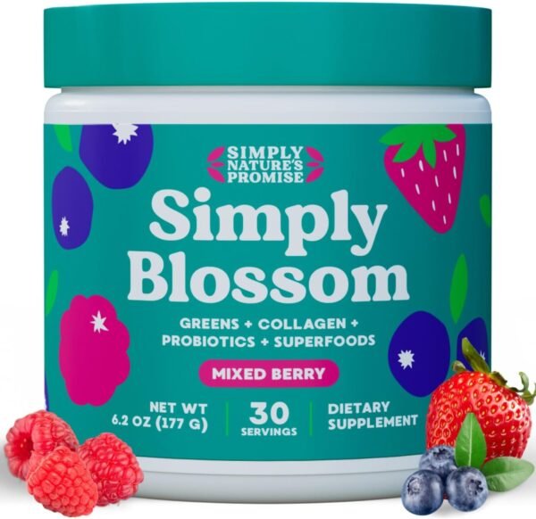 Simply Nature's Promise Blossom Nutrition - Daily Greens & Superfood Powder + Collagen + Probiotics for Women's Digestive Health & Bloating Relief. Help Your Health Bloom - 30 Day Supply - Image 2