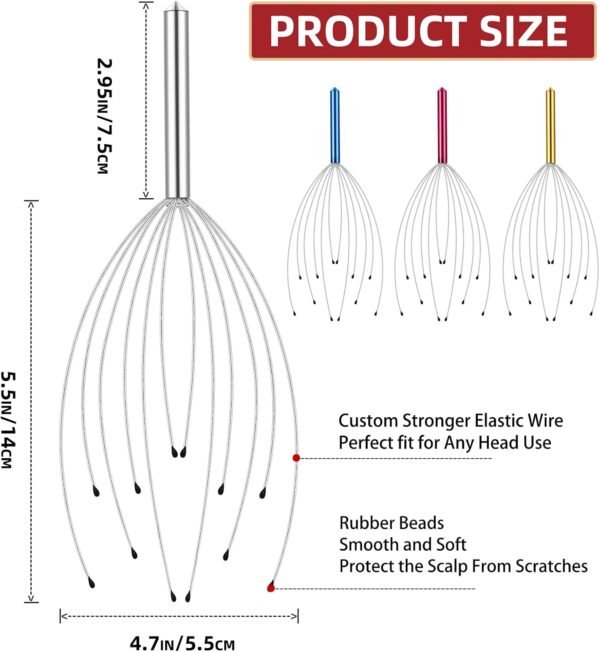 4 Pack Head Massager, Scalp Massager Relax Scratcher, Head Scratcher for Head Massage Hair Stimulation and Body Stress Relief - Image 4