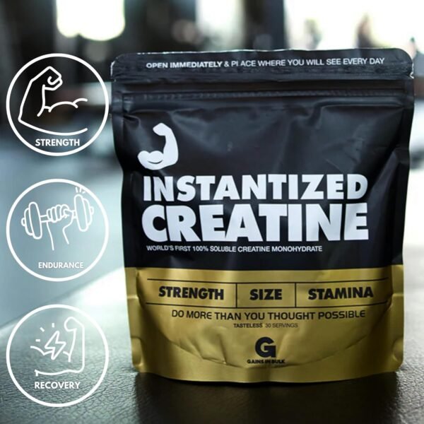 Instantized Creatine Monohydrate Gains in Bulk, Worlds First 100% Soluble Creatine for Strength, Performance, and Muscle Building (30 Servings) - Image 7