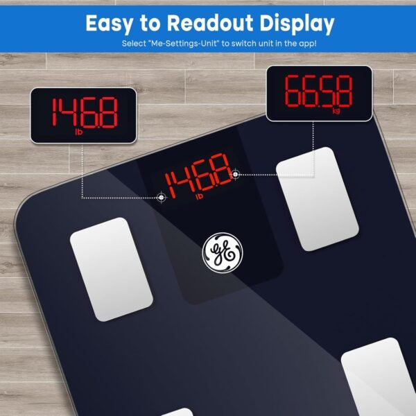 GE Smart Body Fat Scale: Digital Bathroom Scales for Weight and Fat Percentage - Bluetooth Body Composition Analyzer - Accurate Weighing Machine Health Monitor with Smartphone App, 400 lbs - Image 5