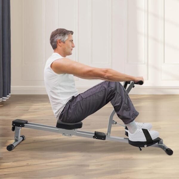 Compact Adjustable Rowing Machine with 12 Levels of Resistance,Hydraulic Rower for Home 300LBS Weight Capacity,Foldable Rower for Complete Body Workouts - Image 3