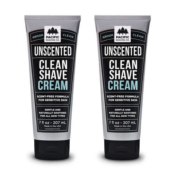 Pacific Shaving Company Clean Shaving Cream - Shea Butter + Vitamin E Shave Cream for Hydrated Sensitive Skin - Clean Formula for a Smooth, Anti-Redness + Irritation-Free Shave Cream (7 Oz, 2 Pack) - Image 2