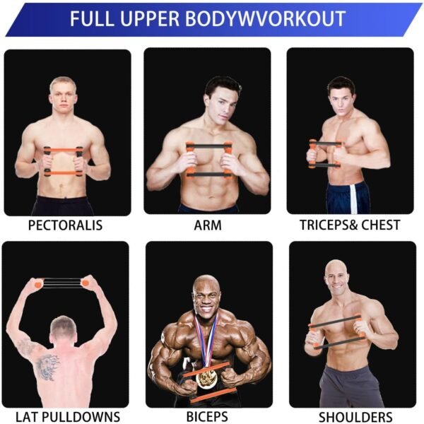 Rip Stick Efficient Upper Body Workout Equipment,Rip Muscle Workout Stick, Adjustable Resistance Bands with Wooden Handles, Portable Exercise Equipment, 8 Ripstick Bands - Image 3