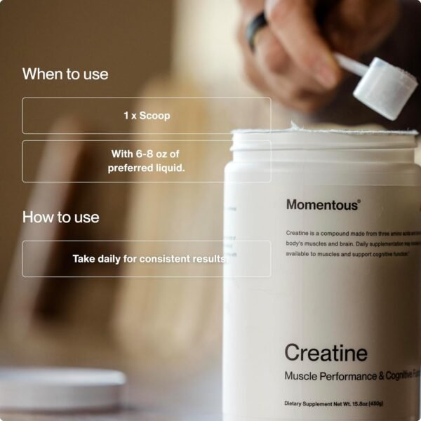 Momentous Creatine Monohydrate Powder - Creapure Creatine Powder Supports Strength, Lean Muscle, & Recovery for Men & Women - 5g Per Serving, 90 Servings - Image 9