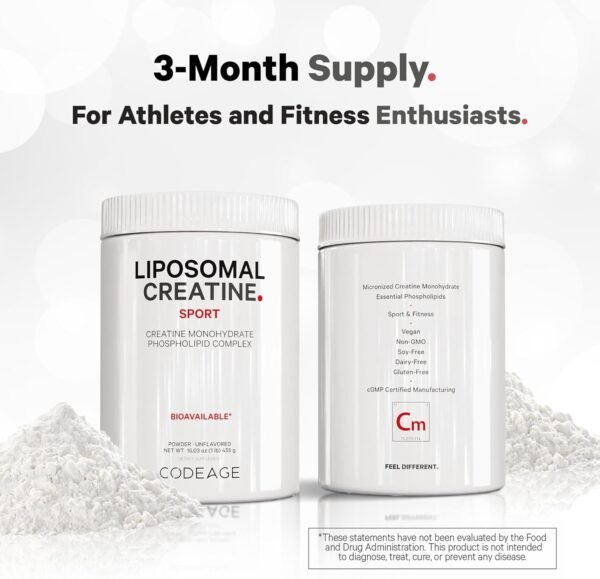 Codeage Liposomal Creatine Powder Supplement - 3-Month Supply - 5000mg Creatine Monohydrate Pre Workout & Post Workouts - Unflavored Creatine, Pure Creatine Powder, Creatinine for Sports - 90 Servings - Image 6