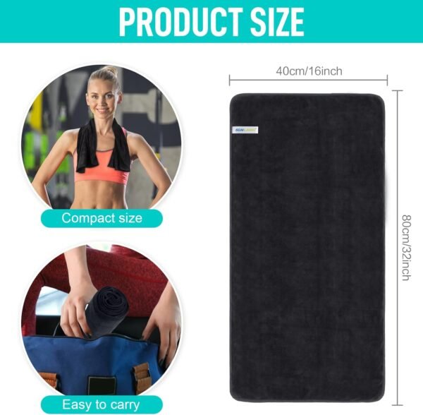 SINLAND Microfiber Gym Towels Sports Fitness Workout Sweat Towel Super Soft and Absorbent 3 Pack 16 Inch X 32 Inch - Image 3