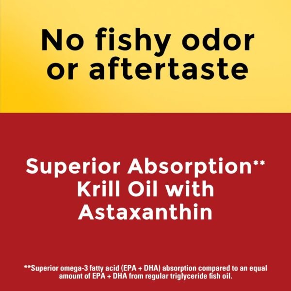 Nature Made Superior Absorption Krill Oil 500mg with Astaxanthin and Phospholipids, Omega 3s for Heart Health Support, 100 Softgels, 100 Day Supply - Image 4
