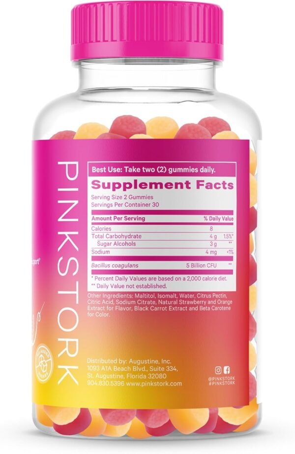 Pink Stork Probiotic Gummies for Prenatal & Postnatal Women - Probiotics for Digestion, Morning Sickness, pH Balance, Gut Health, Immune Support - 60 Sugar-Free Probiotics - 5 Billion CFUs - Image 8