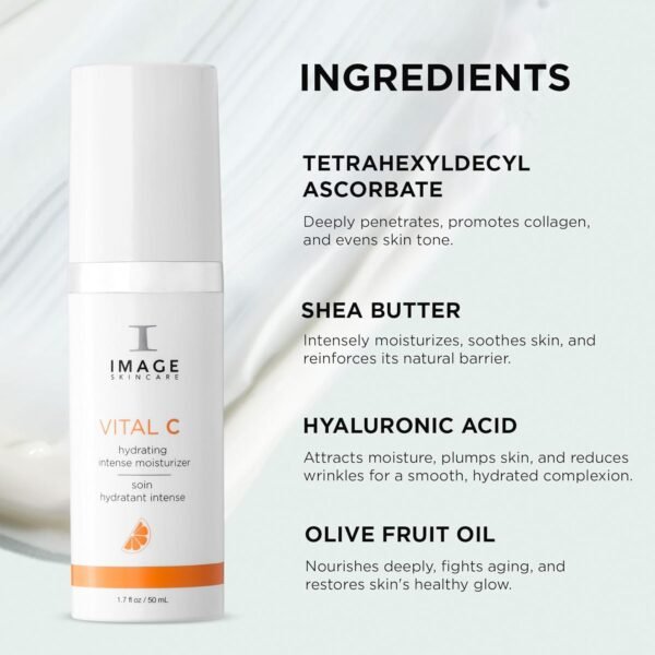 IMAGE Skincare, VITAL C Hydrating Intense Moisturizer, Lightweight Face Lotion with Hyaluronic Acid and Shea Butter, for Dry Skin, 1.7 fl oz. - Image 6