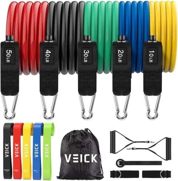 VEICK Resistance Bands, Exercise Bands, Workout Bands, Resistance Bands for Working Out with Handles for Men and Women, Exercising Bands for Fitness Weights Work Out at Home - Image 2