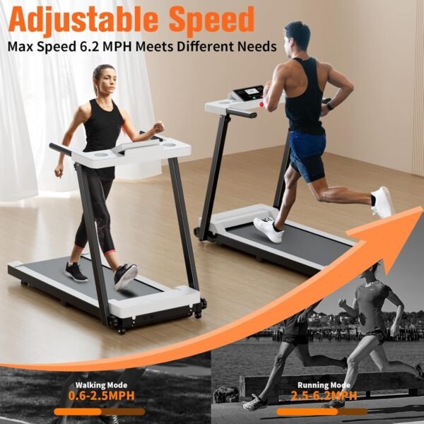 Folding Treadmill, 300LBS Capacity Compact Running Machine with LED Display, 3.0HP for Walking, Jogging & Running, Portable Treadmills for Home & Office Use - Image 5