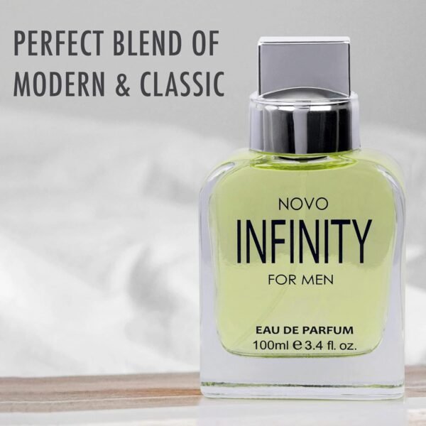 Novo Infinity for Men - 3.4 Fluid Ounce Eau De Parfum Spray for Men - Refreshing Citrusy & Floral Top Notes with Subtle Woody Undertones Smell Fresh All Day Long Gift for Men for All Occasions - Image 6