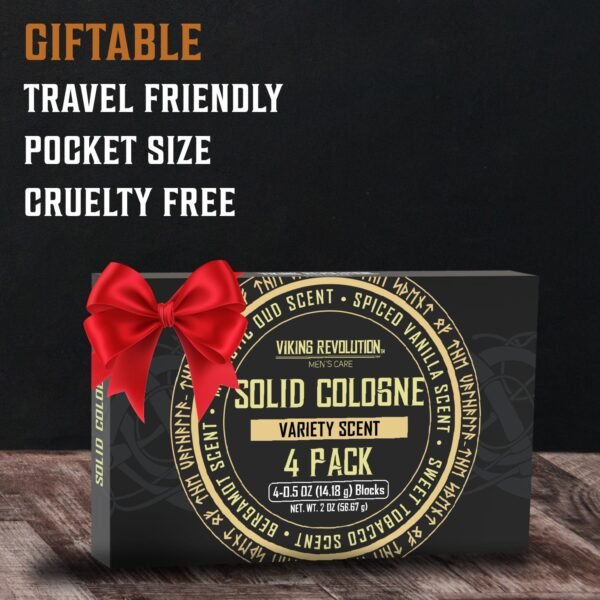 Viking Revolution 4 Pack Mens Colognes - 0.5 Oz Solid Perfume with Spiced Vanilla, Sweet Tobacco, Majestic Oud, Bergamot - Travel Wax Balm Cologne - Image 7