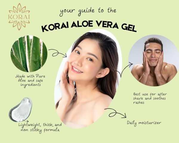 KORAI Aloe Vera Gel from freshly cut 99% Pure Aloe Vera Gel-Natural Ingredients-Vegan, Unscented - For Face, Skin, Hair, Sunburn relief - Image 4