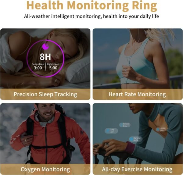 Fitness Tracker Smart Ring，Step Counter, Heart Rate Blood Oxygen Health Ring, for Men and Women - Image 7
