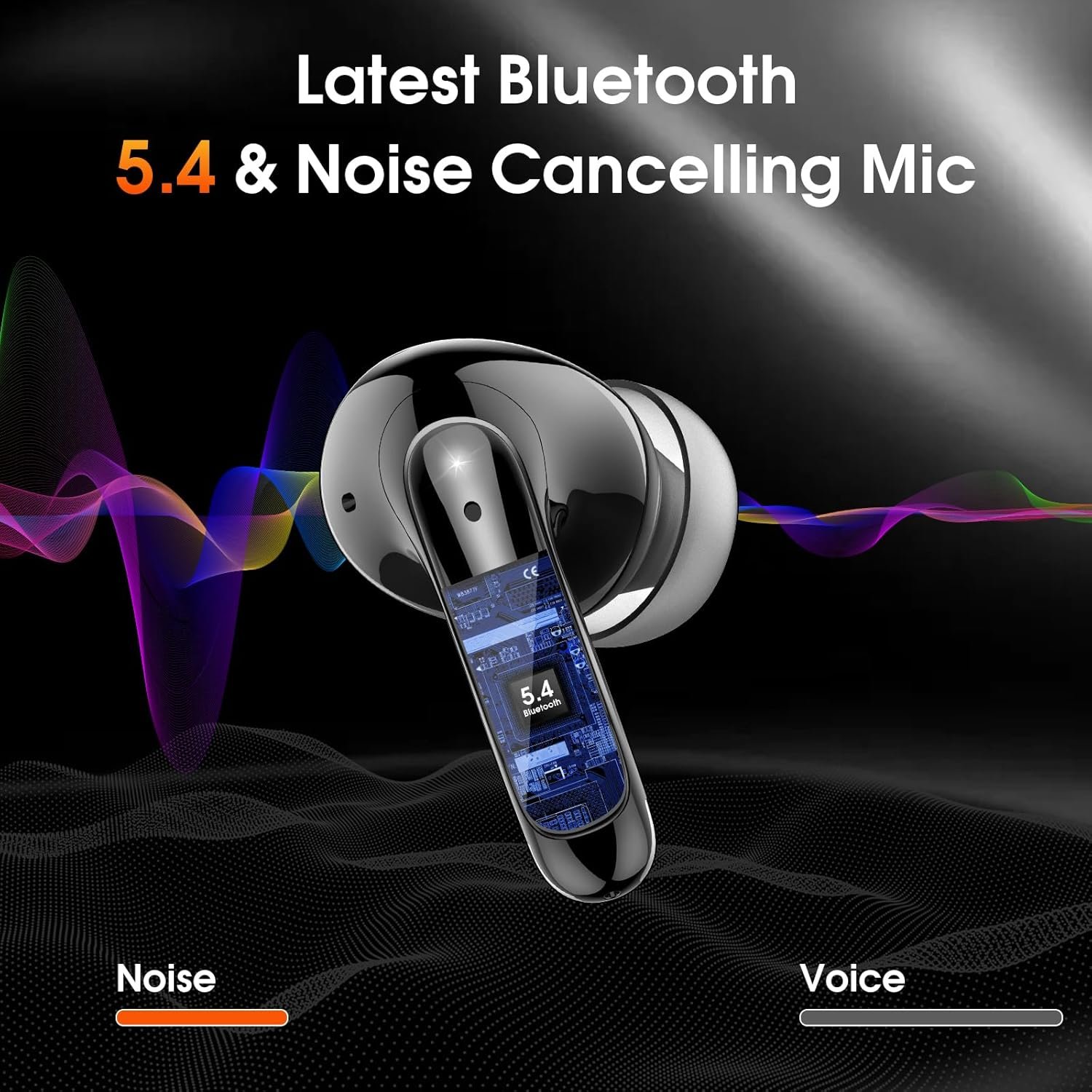 Wireless Earbuds Bluetooth 5.4 Headphones, 48hrs Playback IPX7 Waterproof Ear Buds in-Ear Stereo Bass Bluetooth Earbuds with ENC Microphone for iOS/Android Sports Workout, Black - Image 4