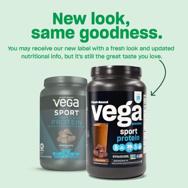 Vega Premium Sport Protein Chocolate Protein Powder, Vegan, Non GMO, Gluten Free Plant Based Protein Powder Drink Mix, NSF Certified for Sport, 29.5 oz - Image 4