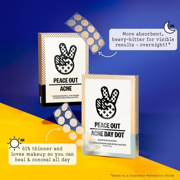 Peace Out Skincare Acne Dots, Hydrocolloid Pimple Patches Help Clear Blemishes Overnight, Award Winning Fast Acting Anti-Acne Solution (20 dots) - Image 7