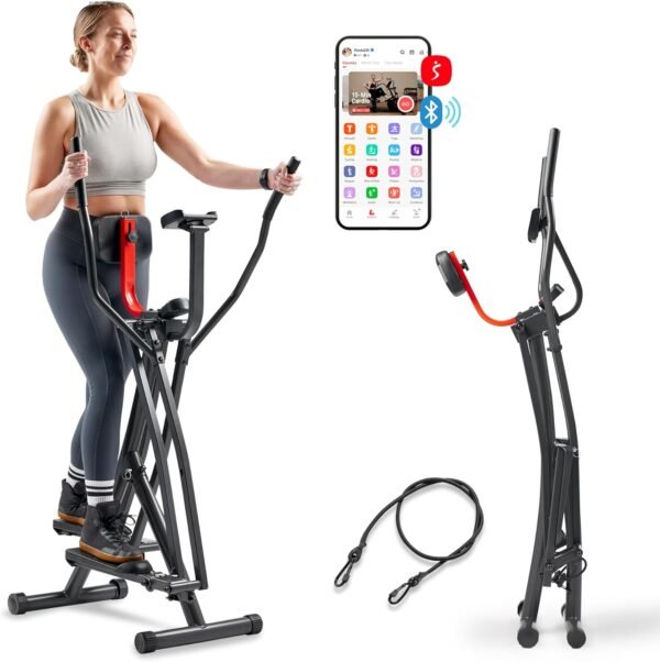 Sunny Health & Fitness Air Walk Elliptical, Foldable Machine w/30-Inch Stride, Cardio Cross Trainer Glider Equipment for Home Exercise, Free SunnyFit App Bluetooth Link, Optional Adjustable Resistance - Image 2
