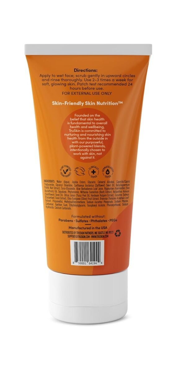 TruSkin Vitamin C Gentle Face Scrub - Brightening Daily Face Exfoliator for All Skin Types - Softens & Smooths Skin with Vitamin C, Yuzu Lemon, and Exfoliating Bora Bora White Sand - 4 Fl. Oz - Image 8