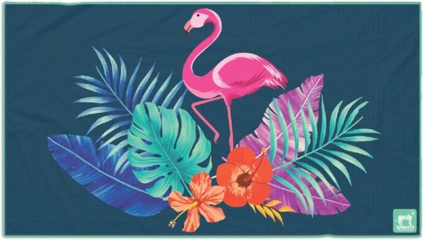 Sprints Mini Gym Towel with Carabeaner Clip | Quick Drying, Sweat Wicking, Absorbent Towel for Hand & Body | Pickleball, Racquetball, Running, Golf, Cycling (Flamingos) - Image 2