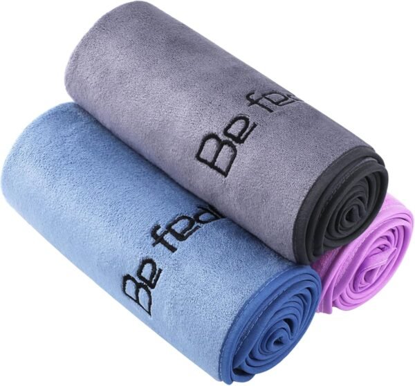 Microfiber Gym Towels Bigger Size Super Soft for Exercise Fitness, Sports, Workout, 380-GSM 15-Inch x 31-Inch Quick-Drying Towels (3 Pack, Grey+Blue+Purple) - Image 6