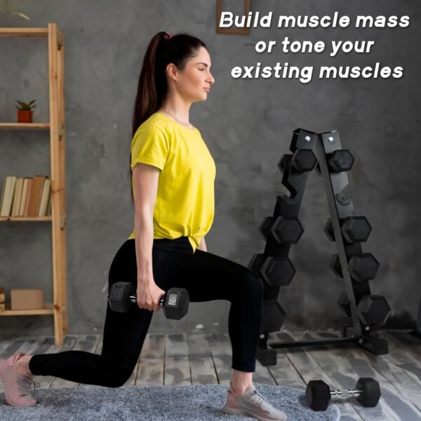 RitFit 5-650 LBS PVC Encased Hex Dumbbell Sets with Optional Rack for Home Gym, Hand weight with Chrome Handle for Strength Training, Workouts - Image 7