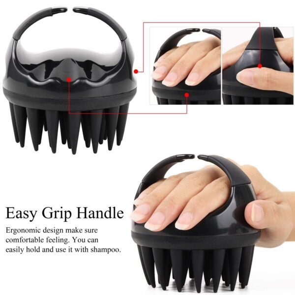 BTYMS Silicone Scalp Scrubber Shampoo Brush with Extra Long Bristles, Hair Scalp Massager Scalp Brush for Hair Growth & Dandruff Removal - Black - Image 5
