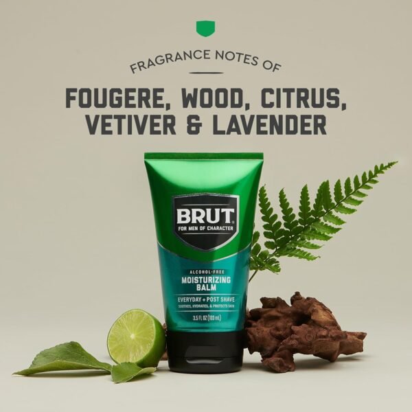 BRUT Moisturizing Balm - Soothing Men’s Face Moisturizer with Signature Scent - Lightweight and Grease-Free Aftershave Lotion - 3.5 oz - Image 3