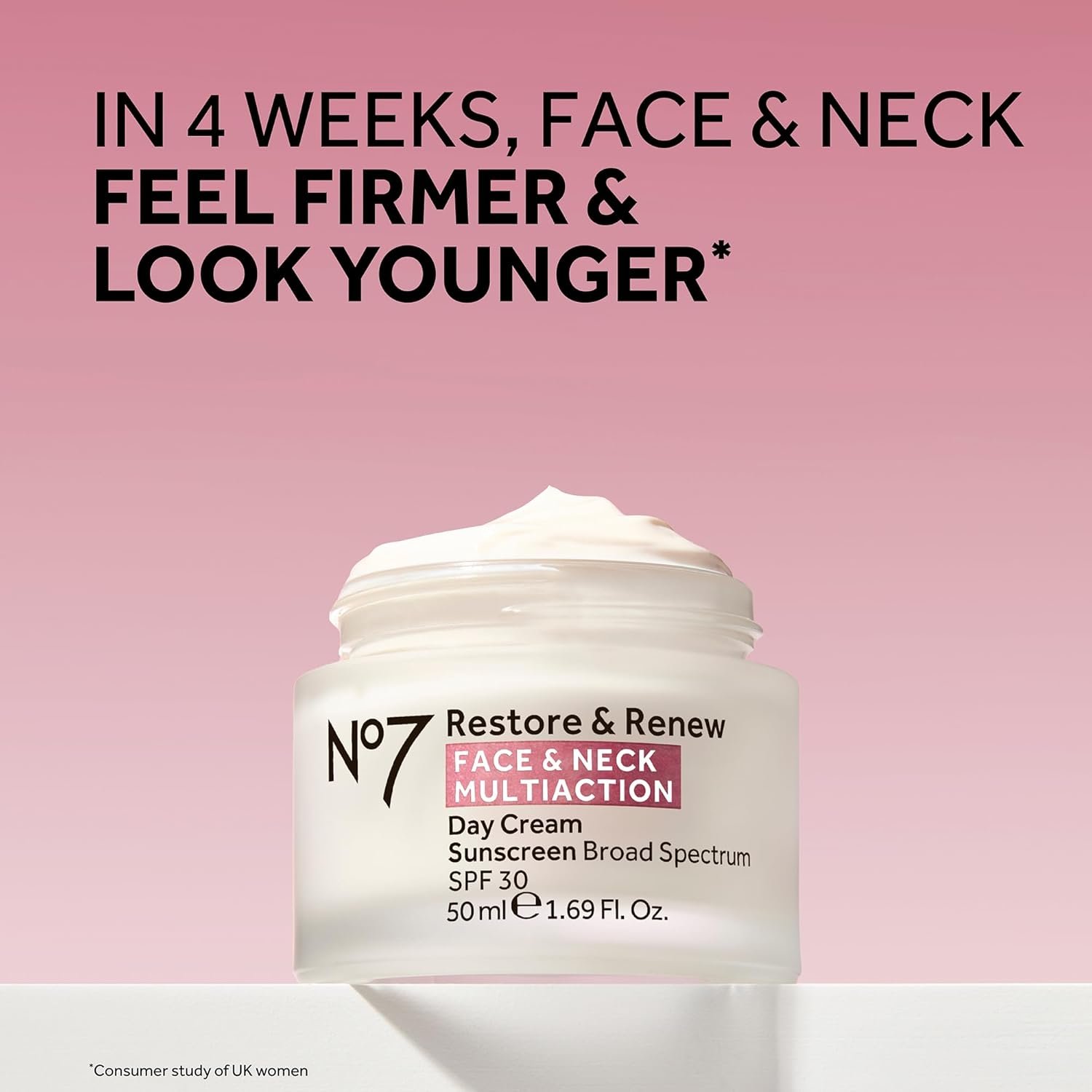 No7 Restore & Renew Multi Action Face & Neck SPF 30 Day Cream - Firming & Hydrating Face Moisturizer with Hyaluronic Acid to Help Visibly Reduce the Appearance of Wrinkles (1.69 Fl Oz) - Image 3