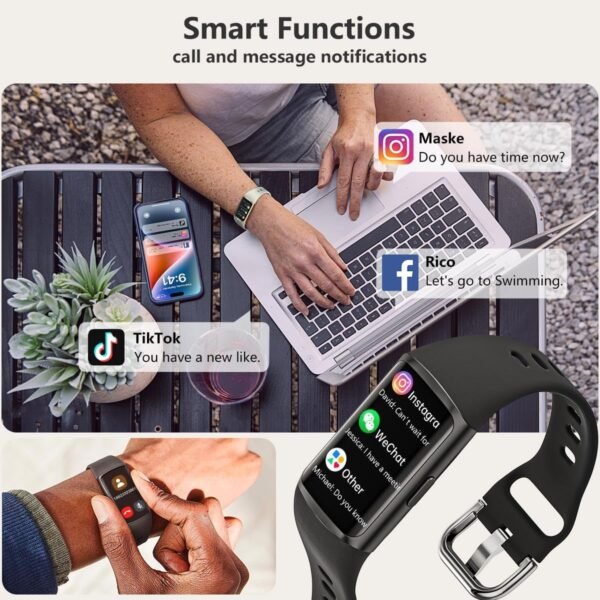 FITVII FINO 2 Slim Fitness Tracker, Smart Watch with Blood Oxygen, Sleep Monitor, 24/7 Heart Rate & Blood Pressure, IP68 Waterproof Health Activity Trackers with Calories Step Counter for Women Men - Image 6