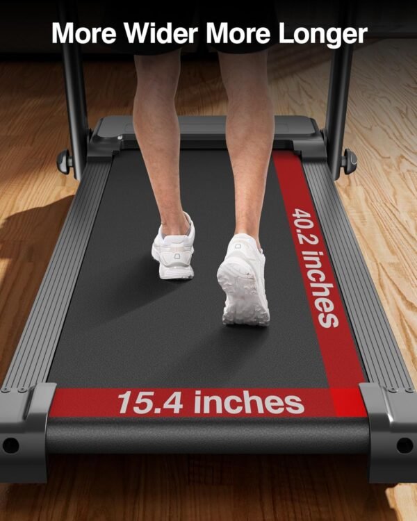 Treadmills for Home, 3.0HP Quiet Brushless Folding Treadmill with Heart Rate Sensor, Dual Cushion System, 300lbs Weight Capacity, Holder for Cup & Phone - Image 6