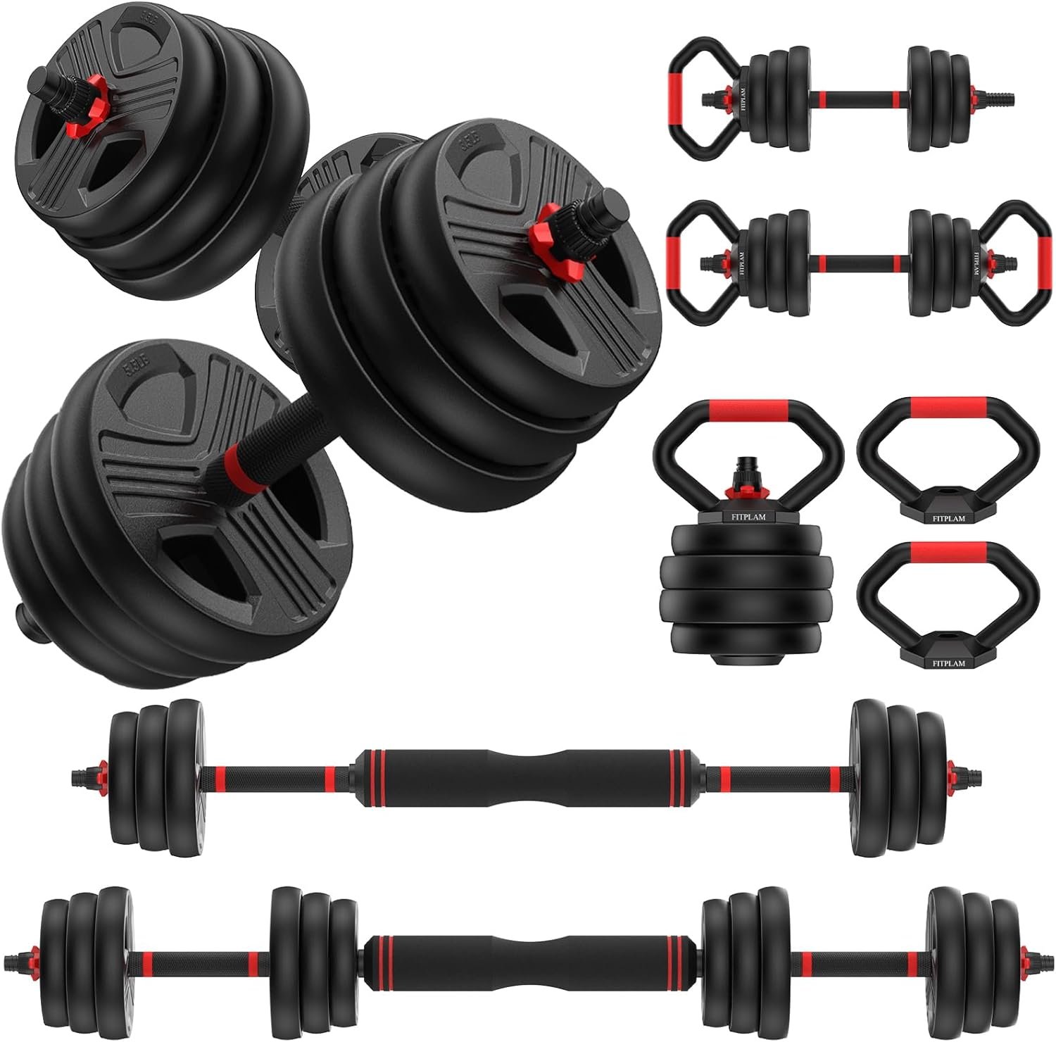 Adjustable dumbbell set,20/35/45/55/70/90lbs Free Weights set with upgraded nut, 4 in 1 Weight Set Used as Kettlebells, Barbell, Push up Stand, Fitness Exercise for Home Gym Suitable Men/Women - Image 2