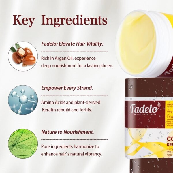 Collagen Hair Mask for Damaged Hair-Deep Nourishing Repair Conditioning Argan Oil Treatment-For Dry, Damaged Textures, Boosts Texture & Resilience 500ml/16.90 oz, Yellow - Image 8