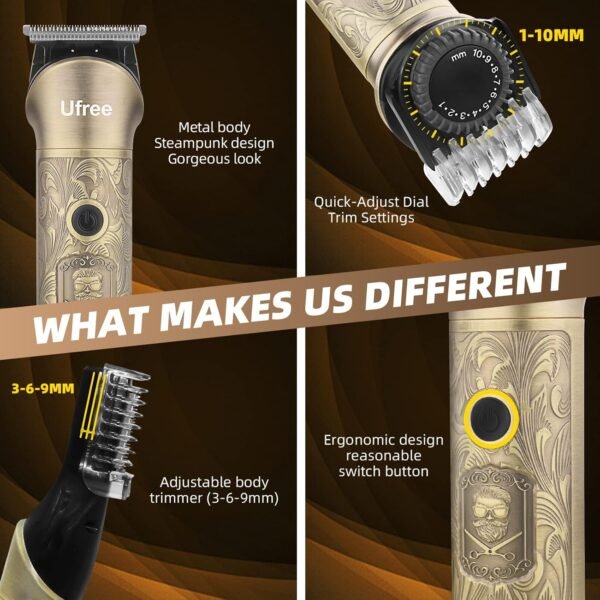 Ufree Beard Trimmer for Men, Electric Razor, Cordless Hair Clippers Shavers for Men, Shaving Kit for Mustache, Body, Nose, Ear and Face, 7 in 1 Beard Grooming Kit, Gifts for Men - Image 6