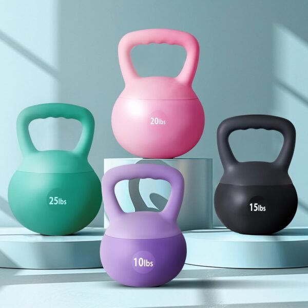 soges PVC One-Piece Kettlebell with Wide Handles, Strength Training Kettlebells 5lb to 35lb Optional for Women of Different Levels, Iron Sand Filled Soft Kettlebell - Image 3