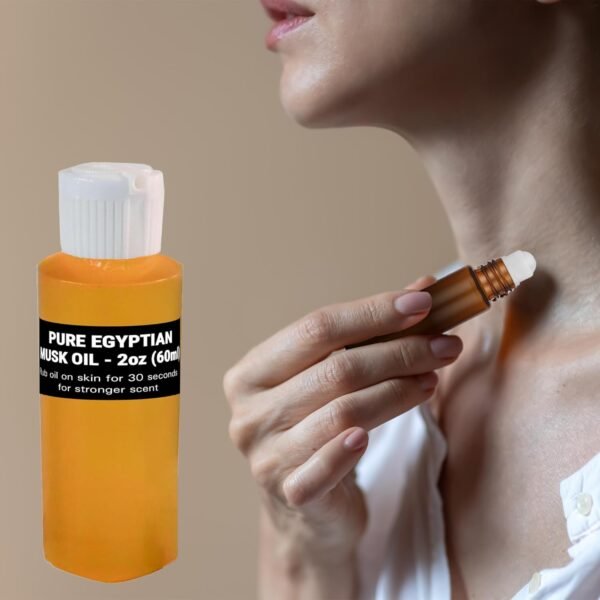 AromaZen 2oz (60ml) Pure Egyptian Musk Oil for Women & Men with Amber Glass Empty Roll On Bottle 10ml - Best Original Fragrance Aromatherapy Perfume Cologne Essential Body Oil in Bulk - Image 3
