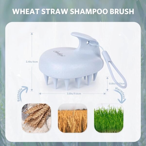 Sndyi Scalp Massager Shampoo Brush, Scalp Scrubber with Soft Silicone Bristles, Scalp Exfoliator for Dandruff Removal, Wheat Straw Hair Scalp Massager for Hair Growth, Wet Dry Scalp Brush, Blue - Image 3