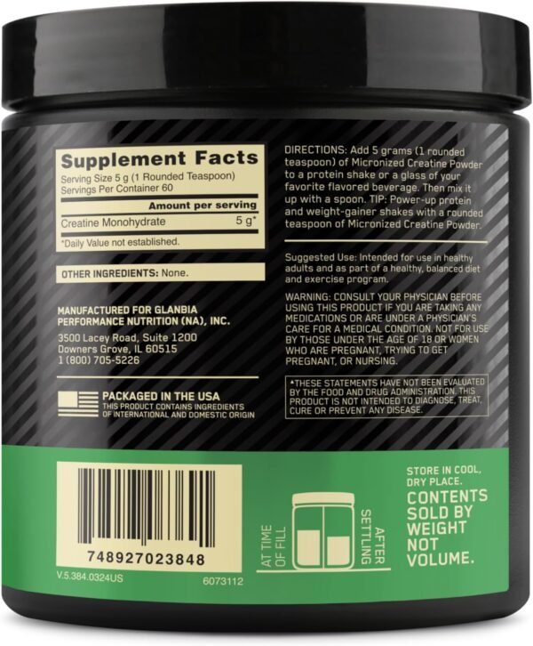 Optimum Nutrition Micronized Creatine Monohydrate Powder, Unflavored, 60 Servings, 300 Grams (Packaging May Vary) - Image 10