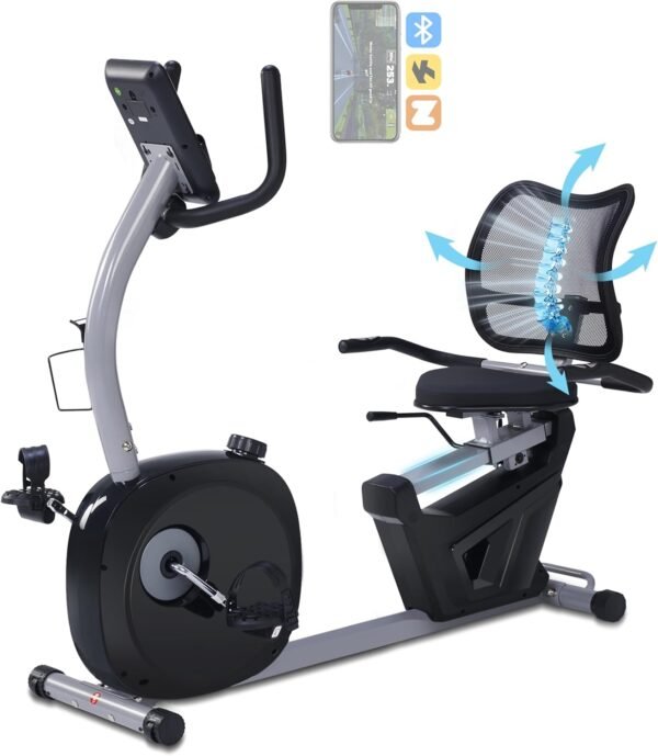 Recumbent Exercise Bike, Recumbent Bike for Home with Smart Workout APP - Recumbent Bikes with Ergonomic Backrest and Comfort Seat, 420LBS Weight Capacity, Larger Backlit Display - Image 2