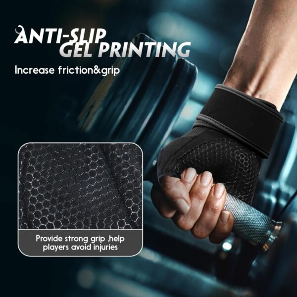 Workout Gloves Gym Gloves Weight Lifting Gloves for Men Women with Full Palm Pad,Strong Wrist Wraps Support,Enhanced Grip,for Fitness,Training,Weightlifting,Exercise - Image 4