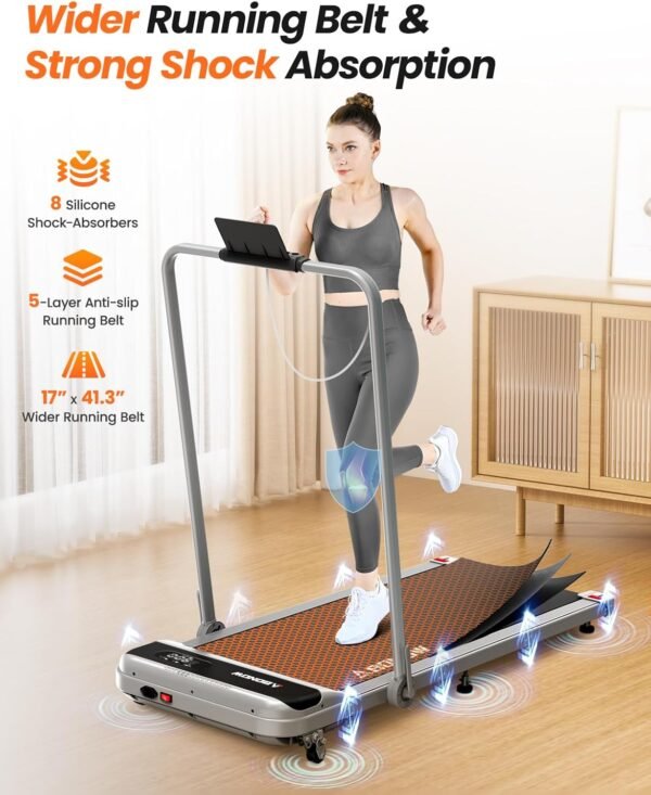 Walking Pad, Under Desk Treadmill with Incline for Home Office 2.5HP Portable Walking Treadmill with 280 Lbs Weight Capacity Walking Machine, Remote Control, LED Display - Image 3