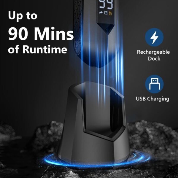 Ball Trimmer for Men - 2 Replaceable Ceramic Blades - Sharp & Gentle, Ball Shaver Men IPX7 Waterproof, Body Trimmer Men with Recharge Dock, Pubic Hair Trimmer Men, 7000RPM Mens Grooming Kit - Image 4