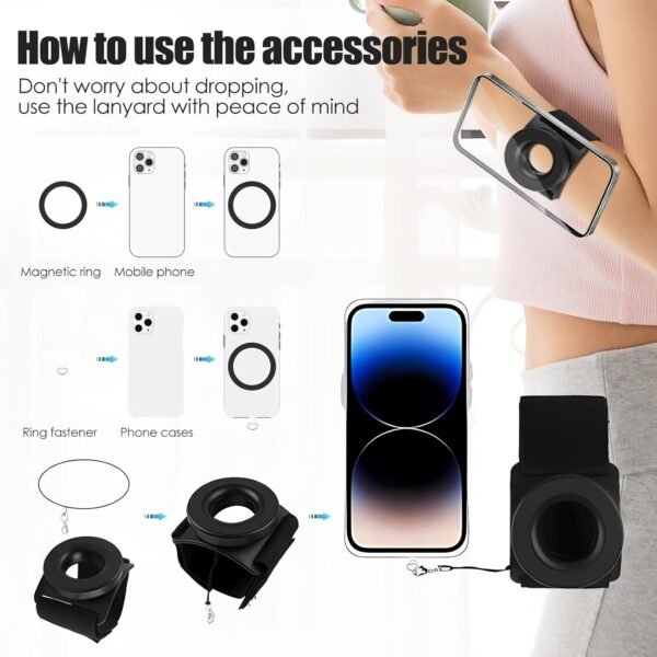 Running Phone Holder for iPhone, Magnetic Wrist Phone Holder, Armband Cell Phone Holder, Magnetic Phone Holder, Compatible with magsafe iPhone 15 14 13 12 Pro Max Plus Mini - Image 7