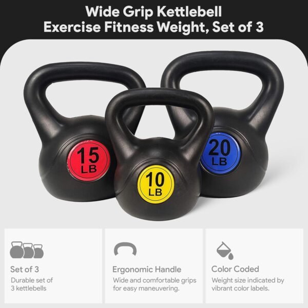 BalanceFrom Wide Grip Kettlebell Exercise Fitness Weight Set, Multiple Sizes - Image 4