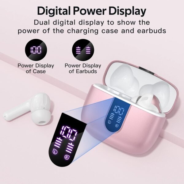 TAGRY Bluetooth Headphones True Wireless Earbuds 60H Playback LED Power Display Earphones with Wireless Charging Case IPX5 Waterproof in-Ear Ear buds with Mic for TV Smart Phone Laptop Computer Sports - Image 3