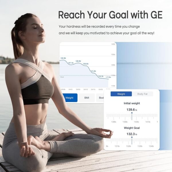 GE Smart Body Fat Scale: Digital Bathroom Scales for Weight and Fat Percentage - Bluetooth Body Composition Analyzer - Accurate Weighing Machine Health Monitor with Smartphone App, 400 lbs - Image 4